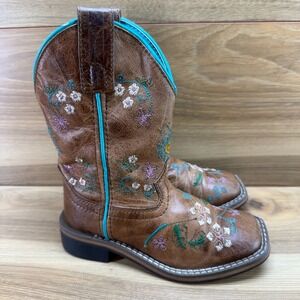 Smoky Mountain Boots Little Girls 9.5 Embroidered Floral Square Toe Rodeo Ranch